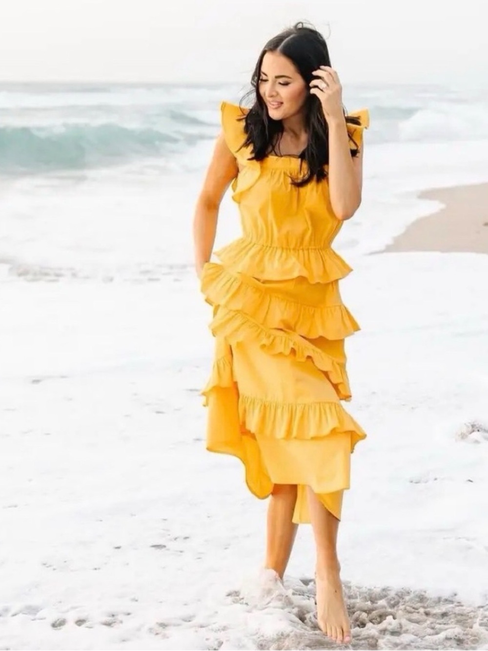 Rachel Parcell | Tiered Ruffled cotton poplin midi dress Women’s size 2 flutter